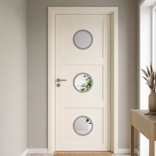 Swedoor Unique 03L GWA 330 White NCS-S 0502-Y Interior Door With Three Round Glass Panels