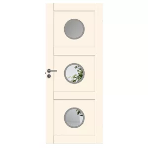 Swedoor Unique 03L GWA 330 White NCS-S 0502-Y Interior Door With Three Round Glass Panels (With Options)