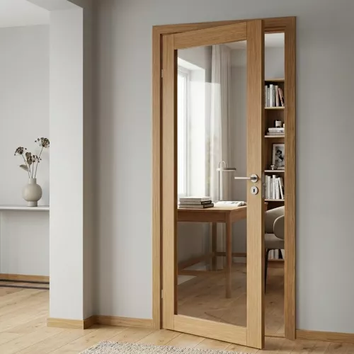 Swedoor Unique GW01L Oak Interior Door With Clear Glass