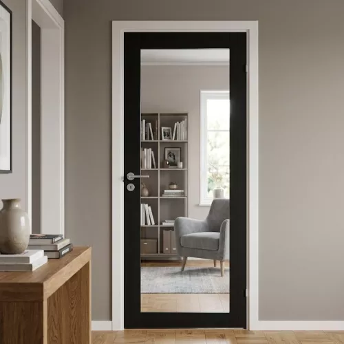 Swedoor Unique GW01L Black Stained Oak Interior Door With Clear Glass