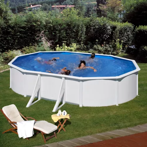 Swim & Fun Basic Pool Oval 610x375x132cm White With External Side Supporters