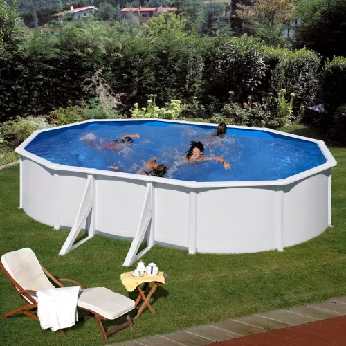 Swim & Fun Basic Pool Oval 730x375x120cm White With External Side Supporters