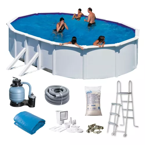 Swim & Fun Basic Pool Oval 730x375x120cm White With External Side Supporters