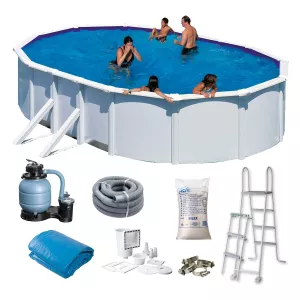 Swim & Fun Basic Pool Oval 730x375x120cm White With External Side Supporters