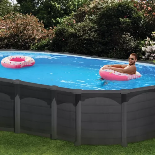 Swim & Fun Basic Pool Oval 730x375x132cm Black Graphite