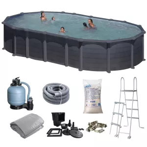 Swim & Fun Basic Pool Oval 730x375x132cm Black Graphite