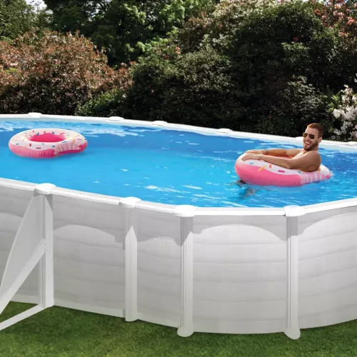 Swim & Fun Basic Pool Oval 730x375x132cm White With External Side Supporters