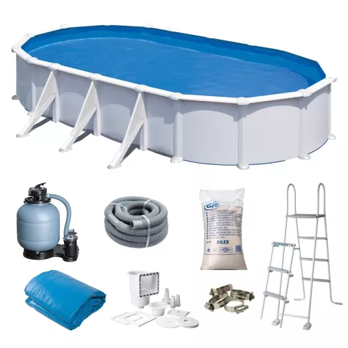 Swim & Fun Basic Pool Oval 730x375x132cm White With External Side Supporters