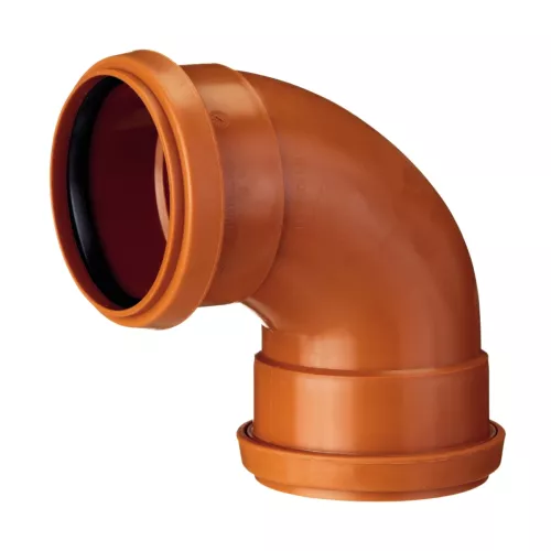 Pipe Bend Polypropylene With 2 Sleeves 110mm 90° Curved Terana