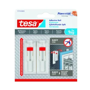Nail 77774 Self-Adhesive Adjustable Wallpaper And Plaster Load Capacity 1kg 2pcs Tesa