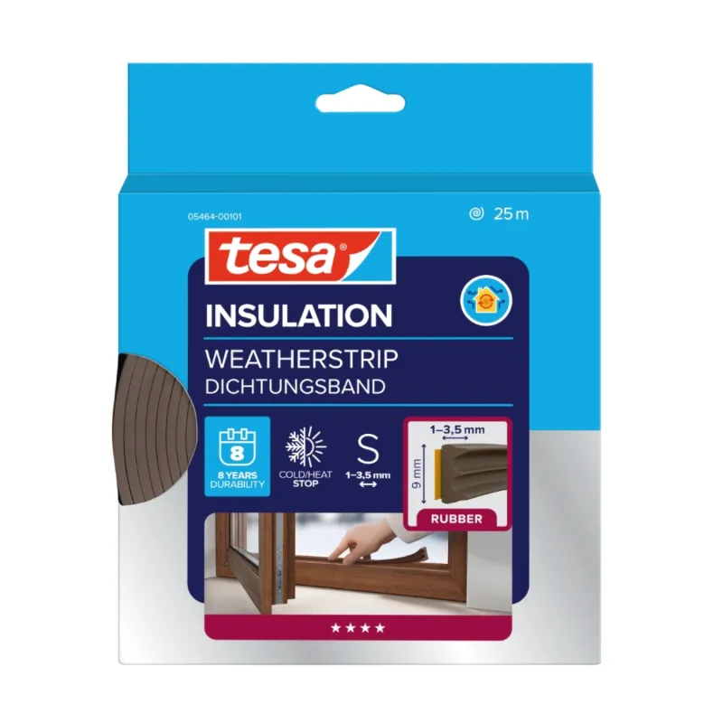 Tætningsliste E-Liste 9x4mm 25m Brun Tesa