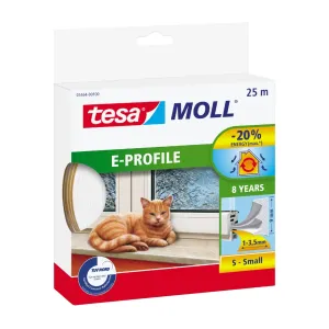 Tætningsliste E-Liste 9x4mm 25m Hvid Tesa