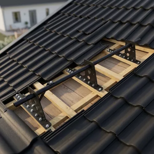 Lifeline Attachment 0.7m Black Complete Package For Concrete Tiles On Battens TJB