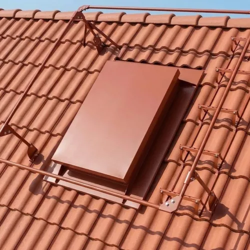 Safety Railing Complete Package Brick Red For Roof Hatch For Concrete Tiles TJB