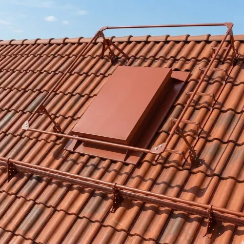 Complete Roof Hatch Guard Railing Kit Brick Red For Clay Tiles TJB