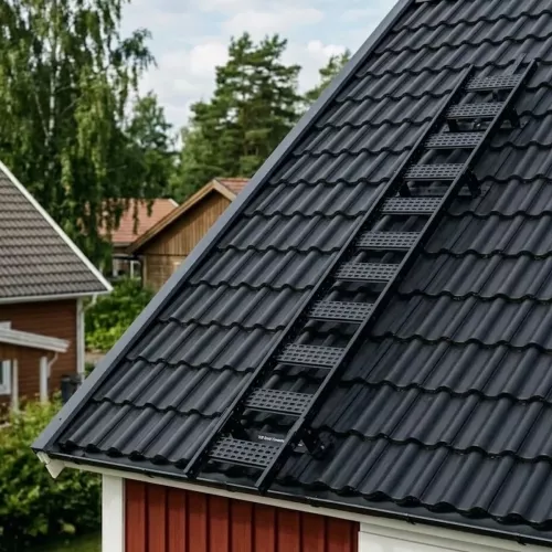 Roof Ladder 2.4m Black Complete Package For Concrete Tiles And Clay Tiles TJB