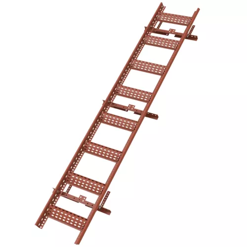 Roof Ladder 2.4m Brick Red Complete Package For Profiled Sheet Metal Roof TJB