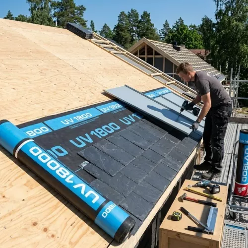 UV 1800 Double KK 1x12m Premium Underlay With Double Adhesive Edge For Flat Sheets And Slate TJB