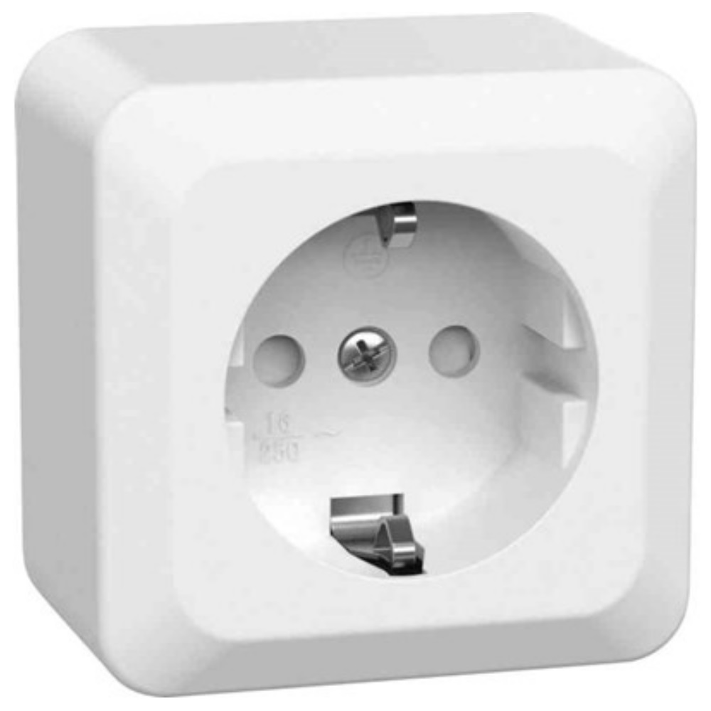 Vägguttag, utanpåliggande , jordat, Connect 2 Home, Vit 16A