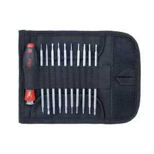 System 4 Screwdriver Set 12 Pieces With Reversible Blades Including Roll-Up Pouch Wiha