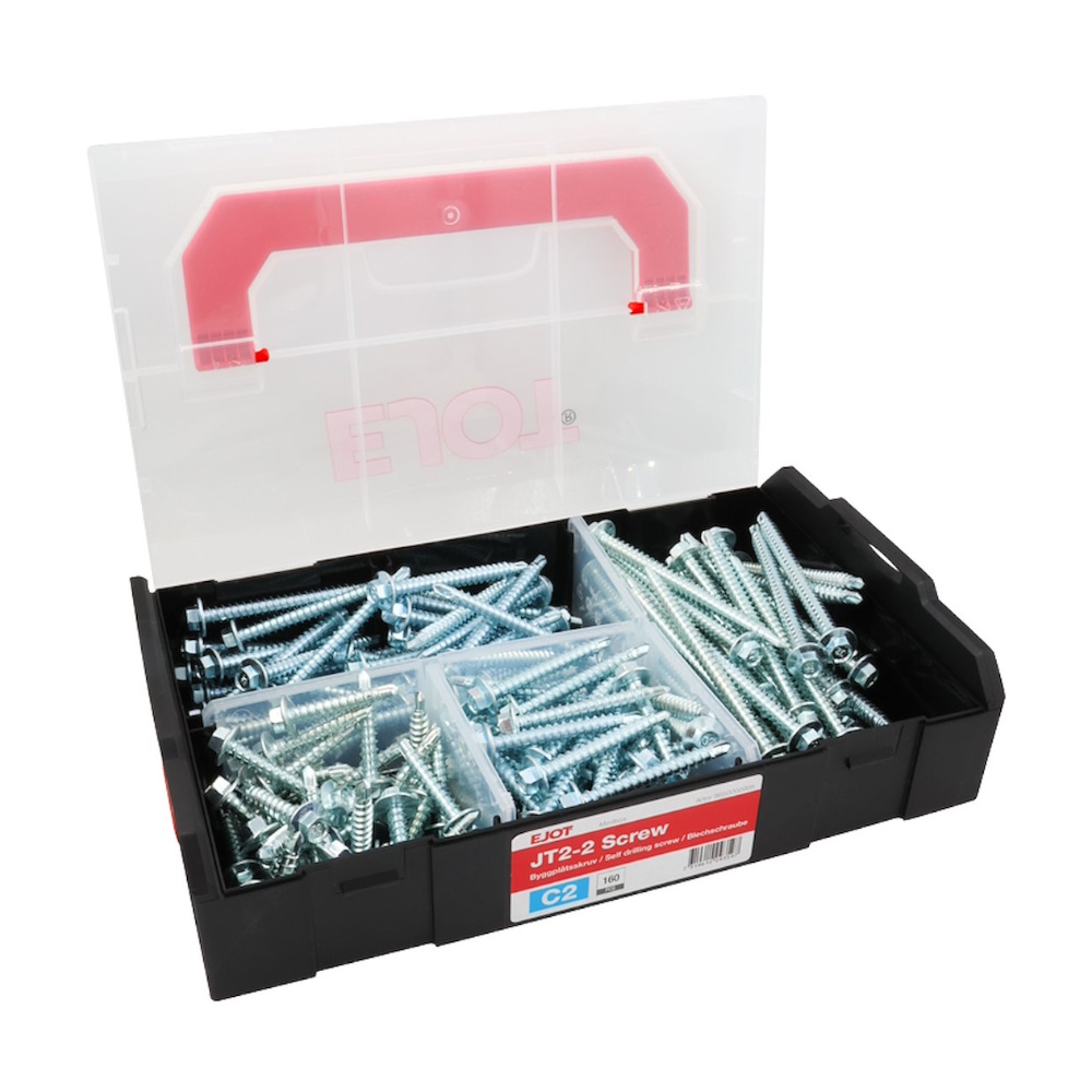 Sortimentskasse Byggeskrue C2 Blankgalvaniseret 160stk Ejot 1533674