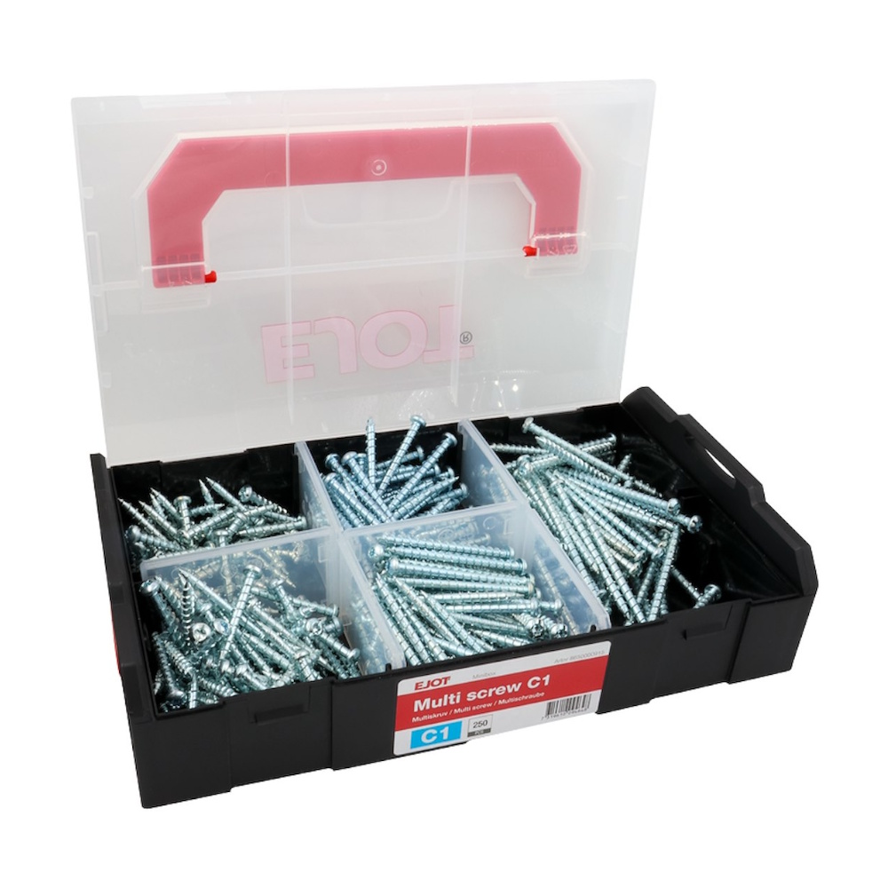 Sortimentskasse Multiskrue C1 Blankforzinket 250stk Ejot 1533720