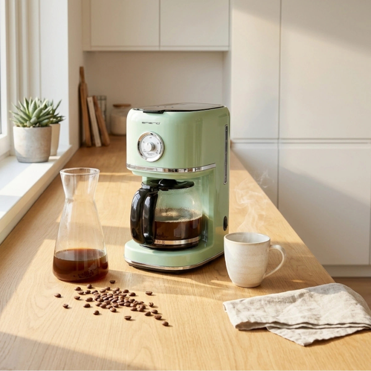Kaffemaskine 900W 220-240V 1,5 Liter Grøn Emerio