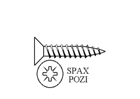 Försänkt träskruv, SPAX, TFX-S 4.5x13 FZB POZI