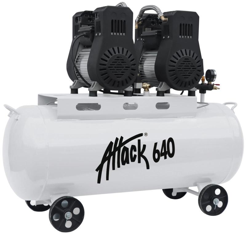 Kompressor ATTACK 640, 6 hk, 640 liter/min, 10 bar, 200 liter, 3-fas, oljefri