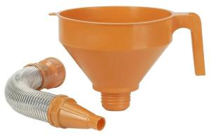 Tratt med flexibel metallpip Ø 160mm, av polyetylen, med överloppsrand + sil