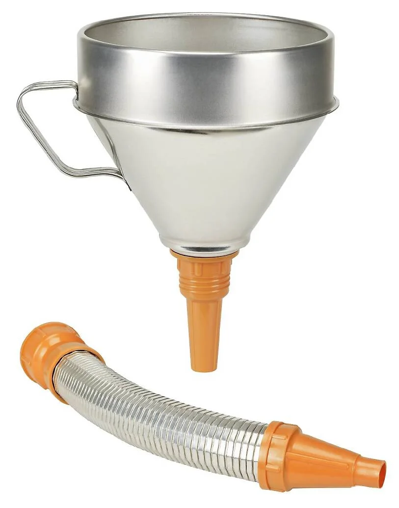 Tratt med flexibel metallpip Ø 160mm, av förzinkad stålplåt & polyetylen, med överloppsrand + sil