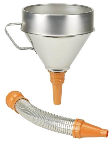 Tratt med flexibel metallpip Ø 160mm, av förzinkad stålplåt & polyetylen, med överloppsrand + sil