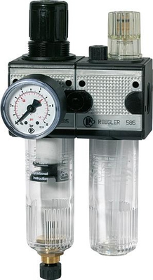 Tvådelad underhållsenhet multifix G 3/4", storlek 3, polykarbonatbehållare, 5 µm, RIEGLER