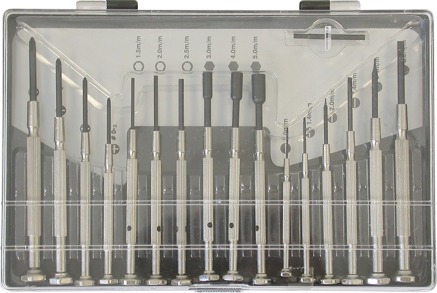 Urmakarskruvmejsel-Sats, Spår 1-3,5Mm, Ph 00+0+1, Pz 1, 6-Kant, 8-Kant