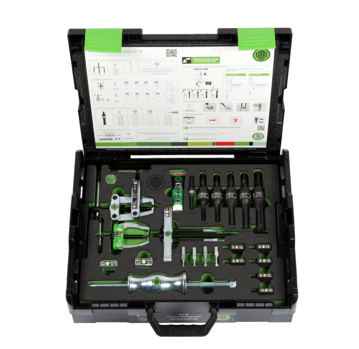 Universalavdragarssats 27-A, 8-40mm, 21 delar