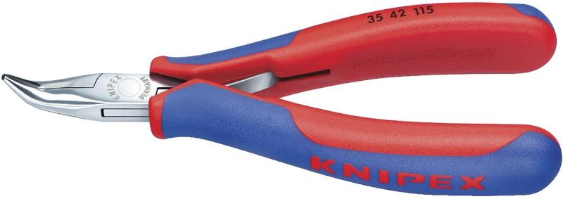 Elektronikgriptång 45°, 115Mm, Flata Runda Käftar, Huvud Spegelpolerat, Flerkomponenthandtag, Knipex