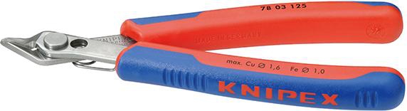 Elektroniksidavbitare Super Knips® Rostfri, 125Mm, Utan Fasett, Ø Mjuk Tråd: 0,2-1,6 Mm, Knipex