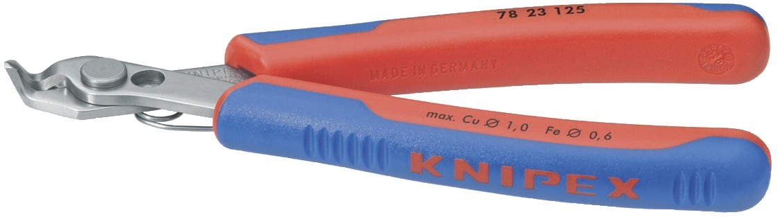 Elektroniksidavbitare Super Knips® Rostfri, 125Mm, Utan Fasett, Spetsiga Käftar 60°, Ø Mjuk Tråd: 0,2-1,0 Mm, Knipex