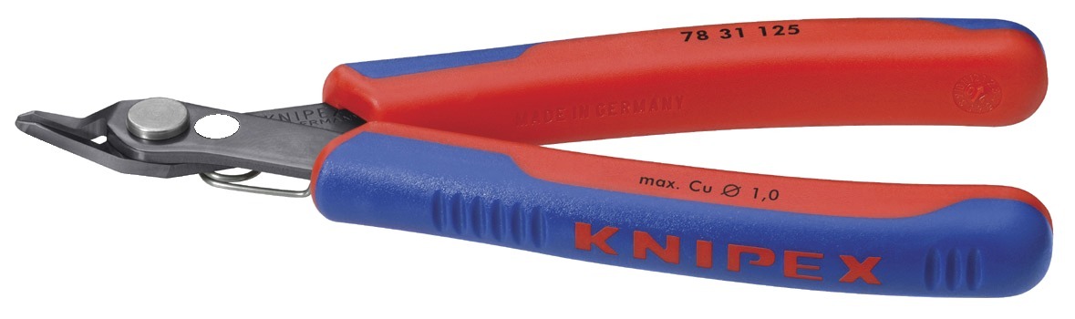 Elektroniksidavbitare Super Knips®, 125Mm, Utan Fasett, Smalt Huvud, Ø Mjuk Tråd: 0,2-1,0 Mm, Knipex