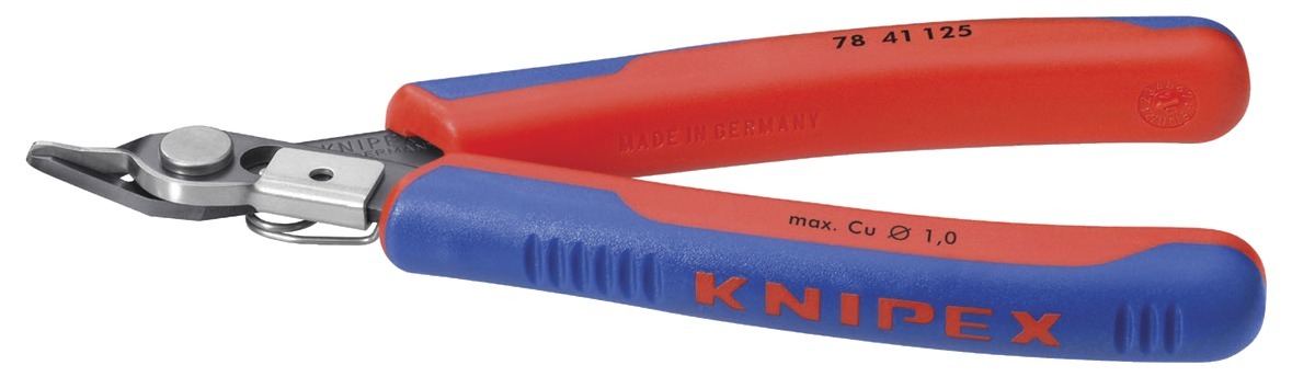 Elektroniksidavbitare Super Knips®, 125Mm, Utan Fasett, Smalt Huvud, Med Trådklämma, Ø Mjuk Tråd: 0,2-1,0 Mm, Knipex