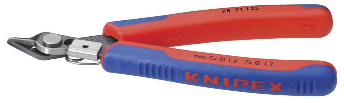 Elektroniksidavbitare Super Knips®, 125Mm, Utan Fasett, Med Trådklämma, Ø Mjuk Tråd: 0,2-1,6 Mm, Knipex