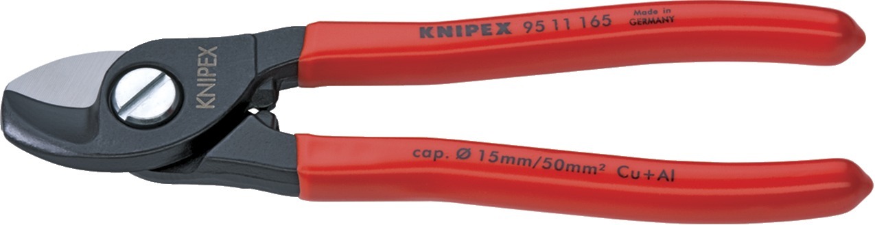 Kabelsax, 165Mm, Klippkapacitet Cu-Kabel, Flertrådig Ø 15 Mm/50 Mm², Handtag Med Plastöverdrag, Knipex