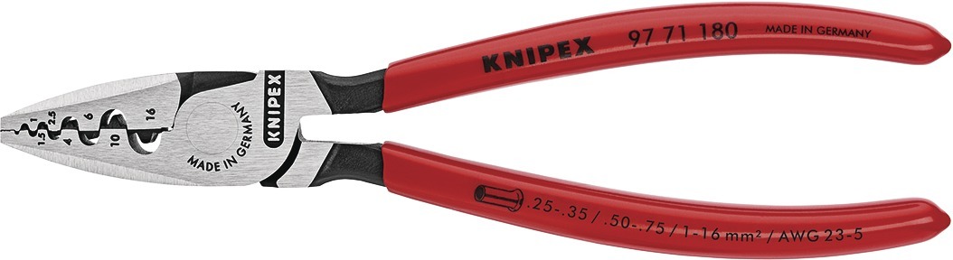 Presstång För Ändhylsor, 180Mm, 0,25-16 Mm², Handtag Med Platsöverdrag, Knipex