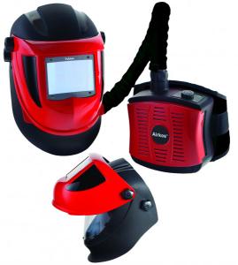 Svetshjälm med slipvisir + batteridrivet friskluftsaggregat, Weltek