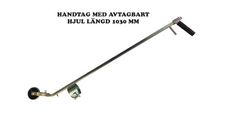 Handtag i metall för markeringsspray. Med stödhjul