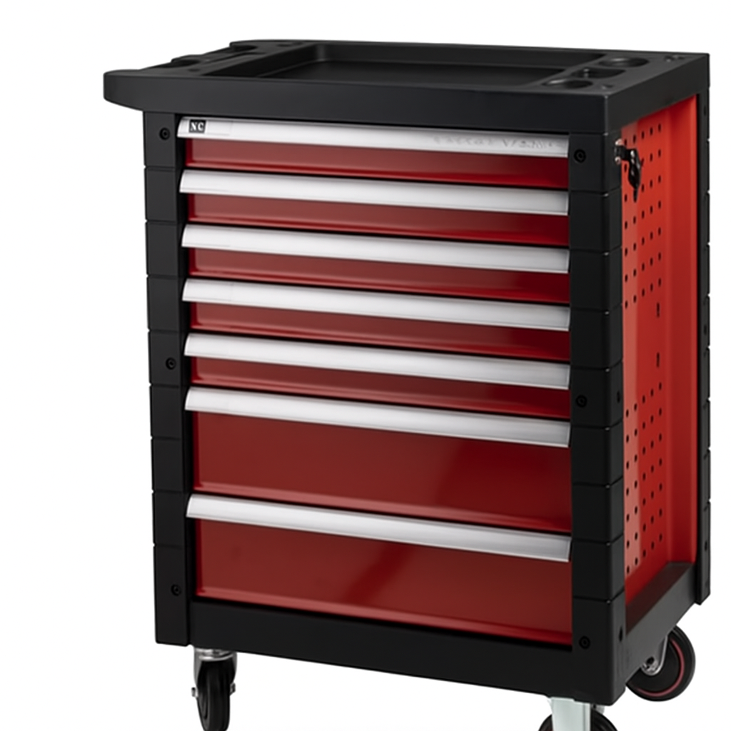Verktygssvagn 7 kullagrade lådor.   HxBxD  960x755x466  Röd, Utan verktyg