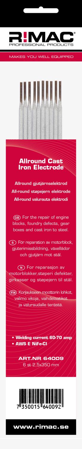 Svetselektrod Gjutjärn 2,5mm x 6st/frp