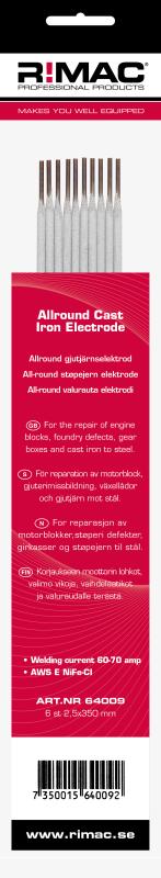 Svetselektrod Gjutjärn 2,5mm x 6st/frp