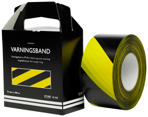Varningsband 38Gs Gul/Sva 75Mm