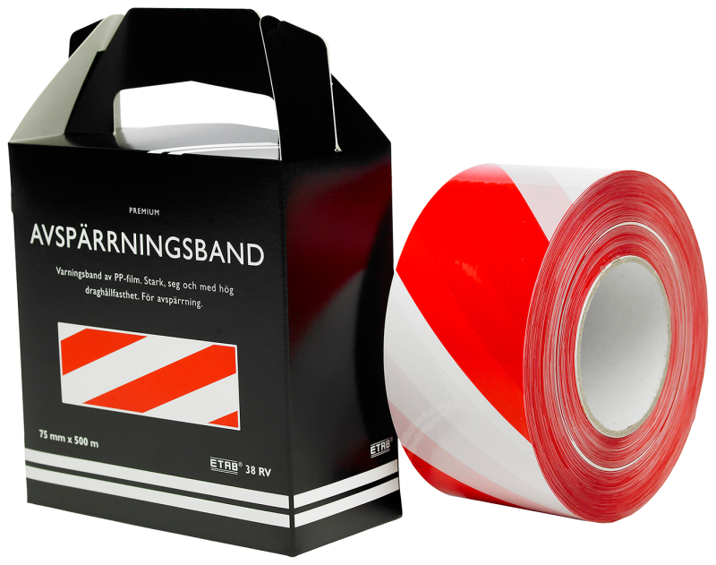 Varningsband 38Rv Röd/Vit 75Mm